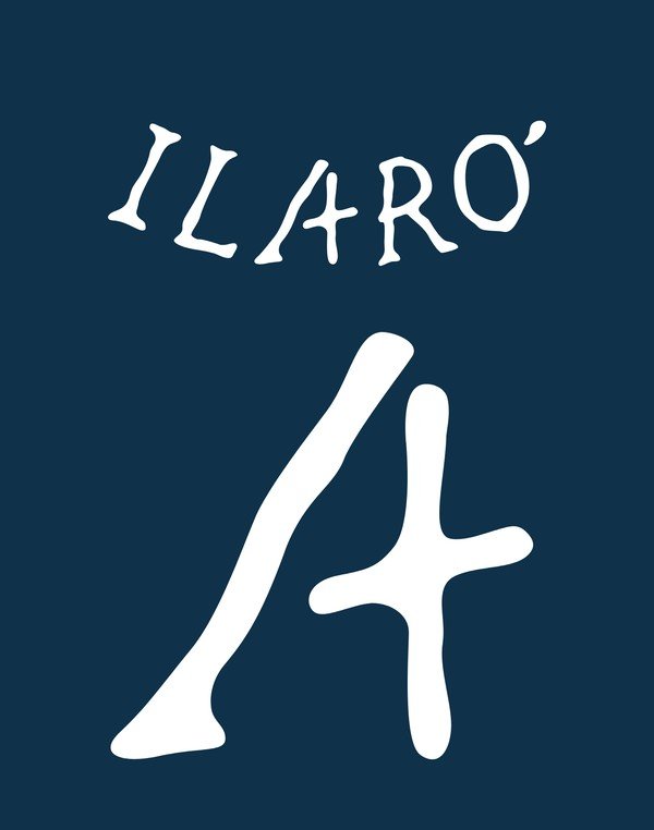 The ILARÓ logo: the Alpha and the Cross, with a wave detail